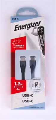 USB kábel, USB-C - USB-C, 1,2m, ENERGIZER, fekete