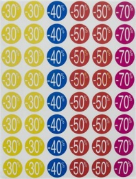 Etikett, árengedmény, 24 mm, kör, színes, APLI, 240 etikett/csomag, -20-50%